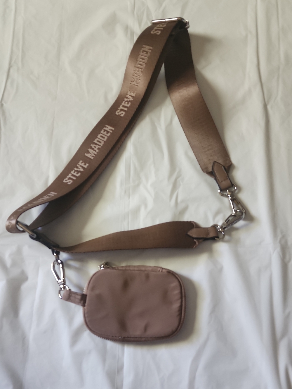 Steve Madden Brown Strap  with Mini Zip Pouch